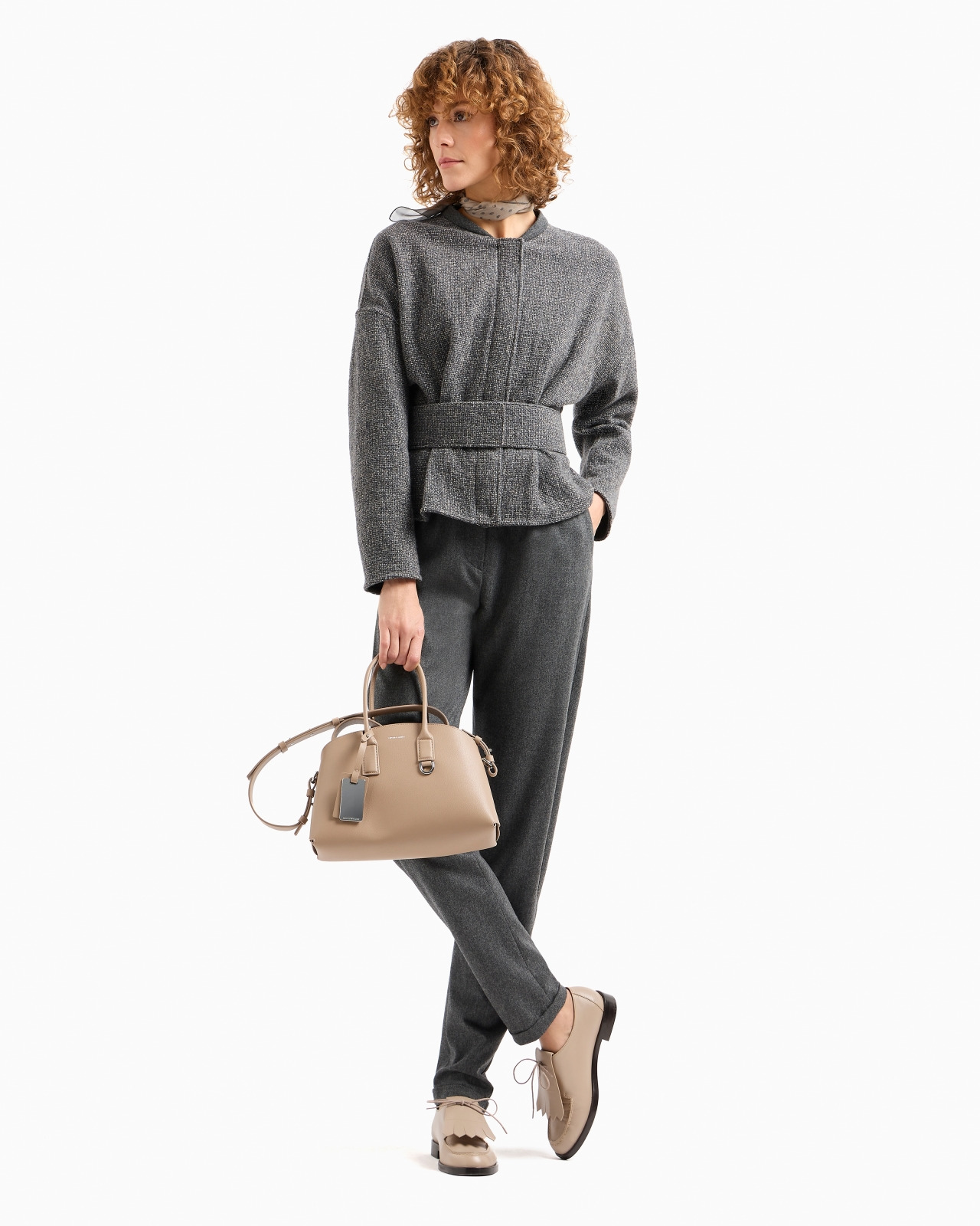 Icon belted wool-blend basketweave jacket - 4