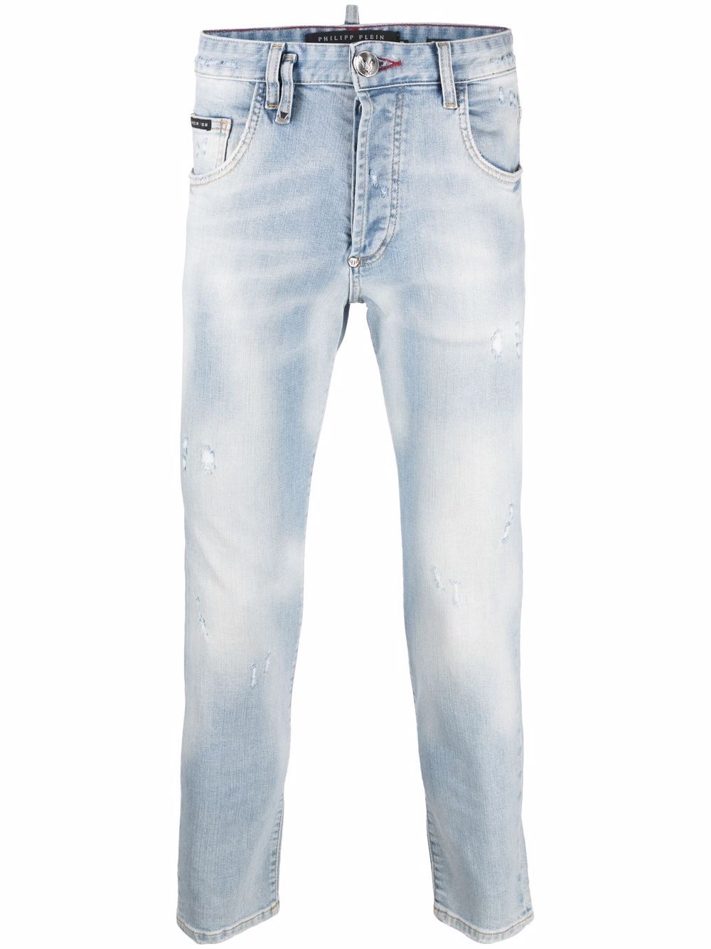 skinny-cut washed jeans - 1