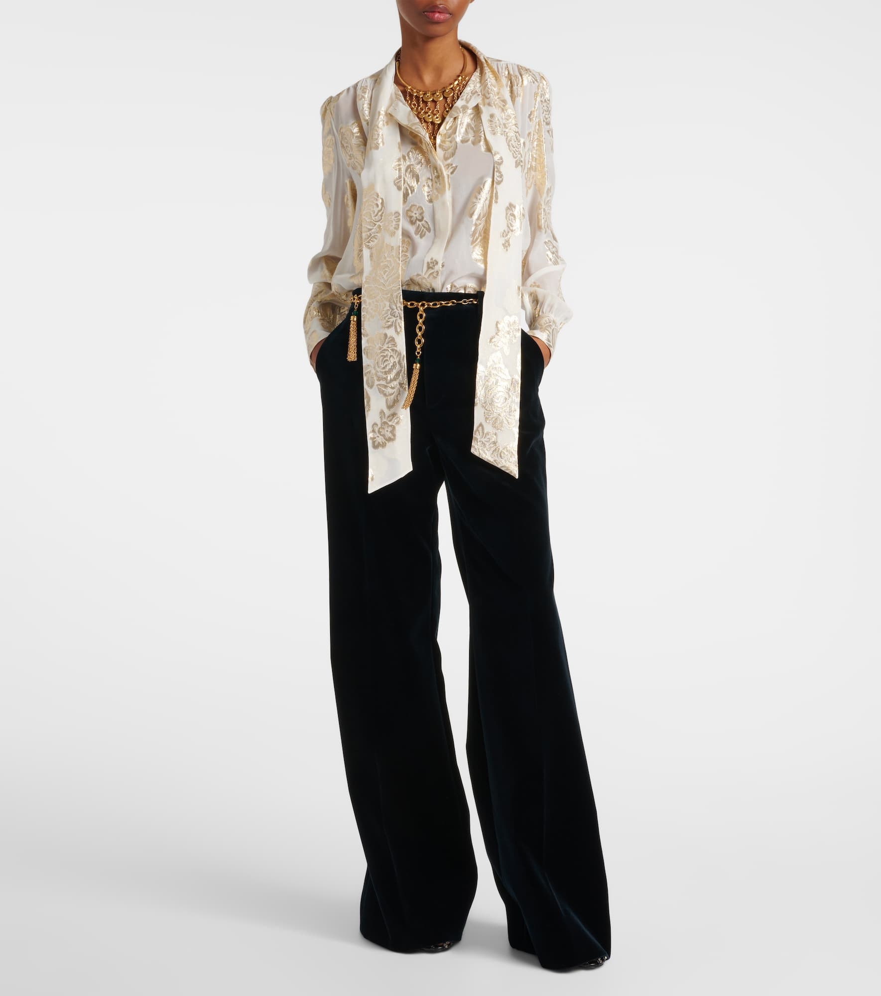 Cotton velvet flared pants - 2