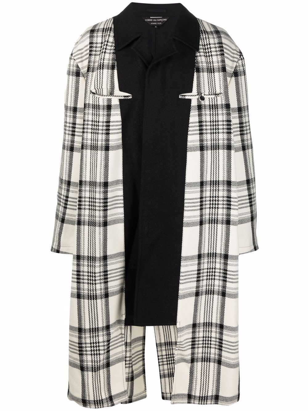 panelled check midi coat - 1