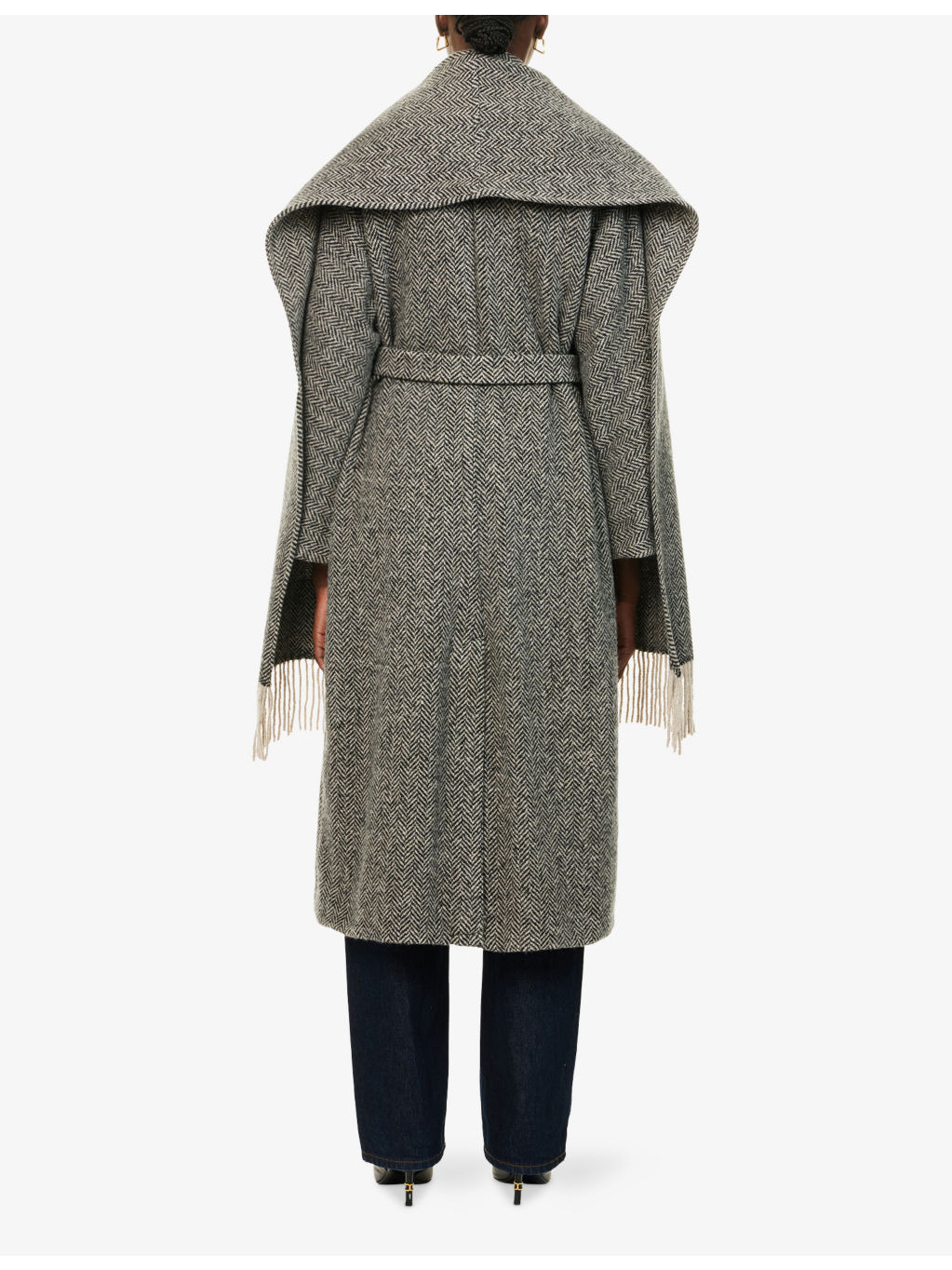 Zenica Chevron-Print Wool-Blend Coat - 4