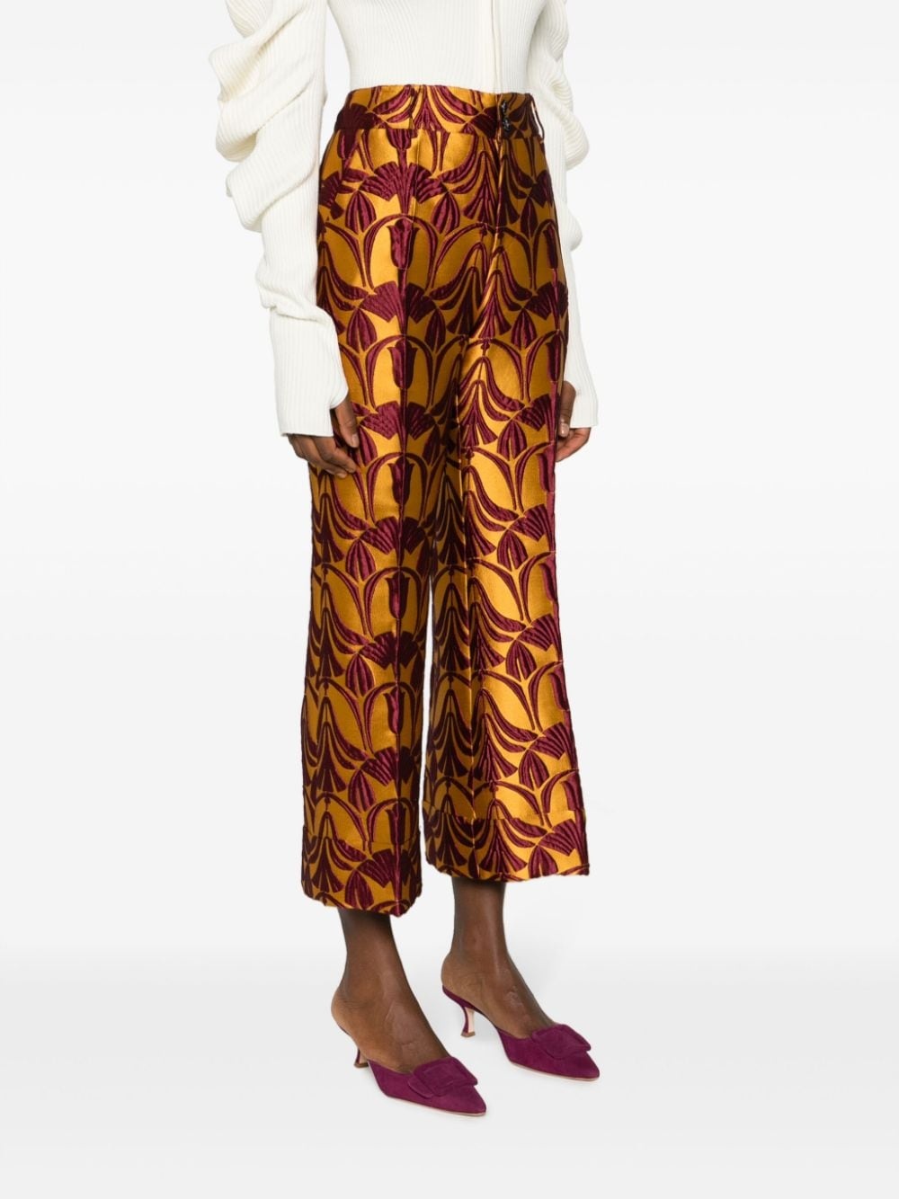 Hendrix jacquard cropped trousers - 3