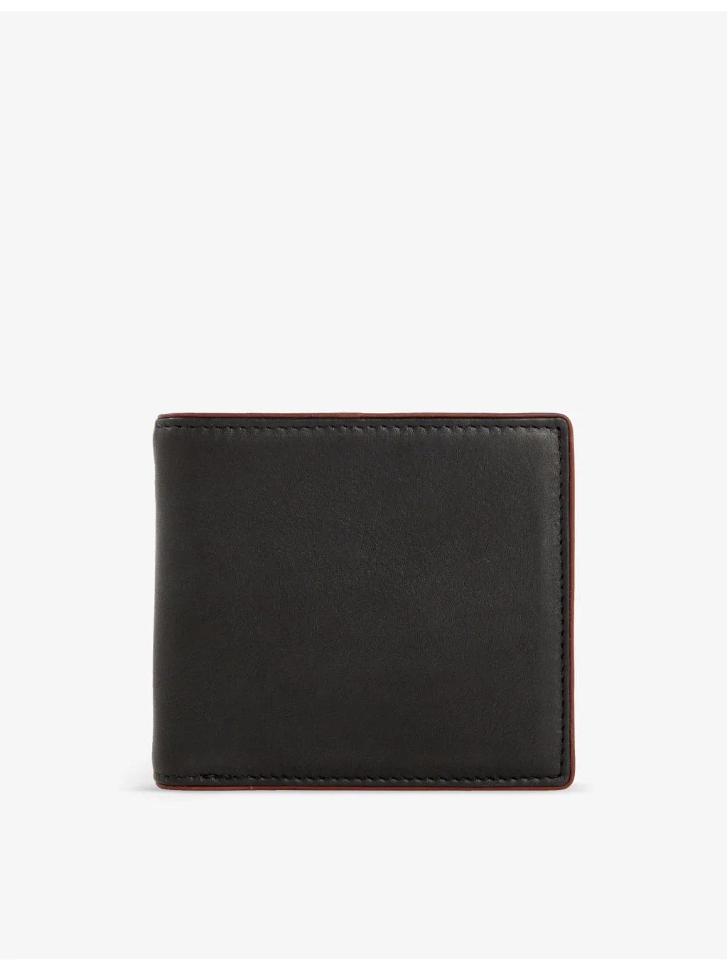 Brand-debossed contrast-piped grained-leather bi-fold wallet - 1