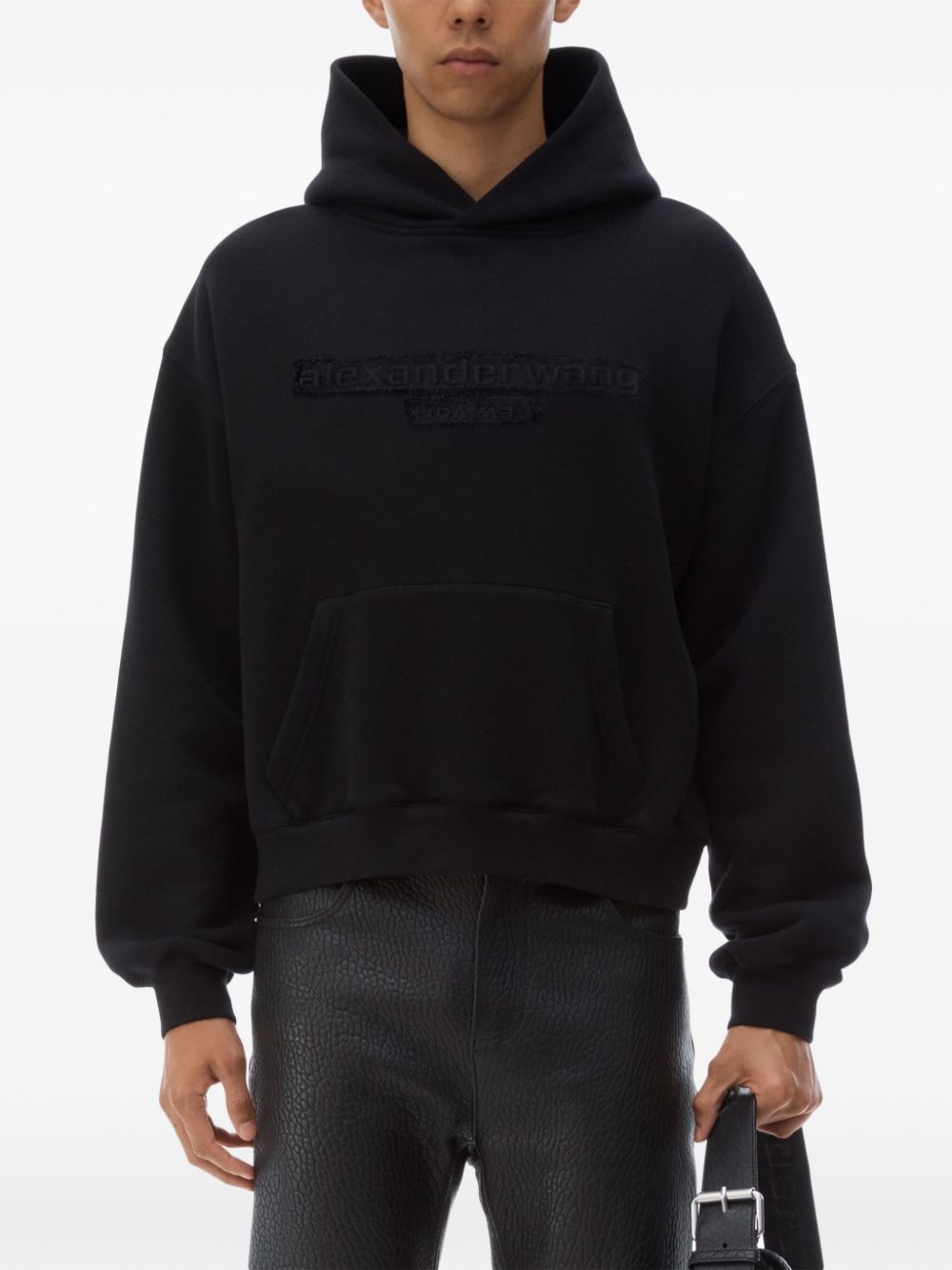 distressed-logo hoodie - 4