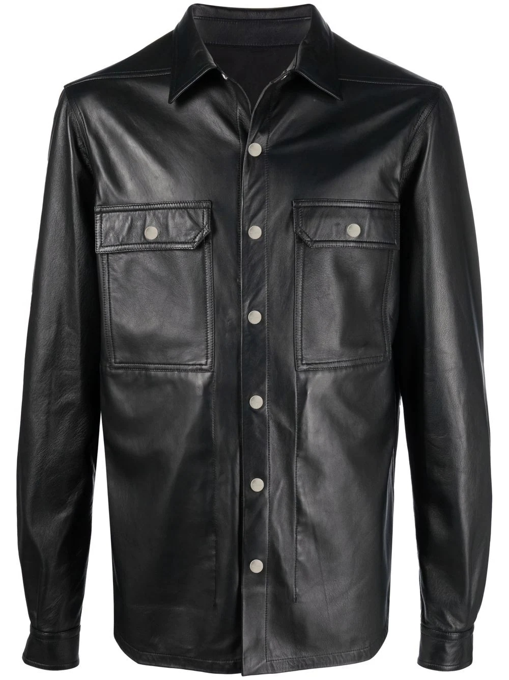 button-up leather jacket - 1