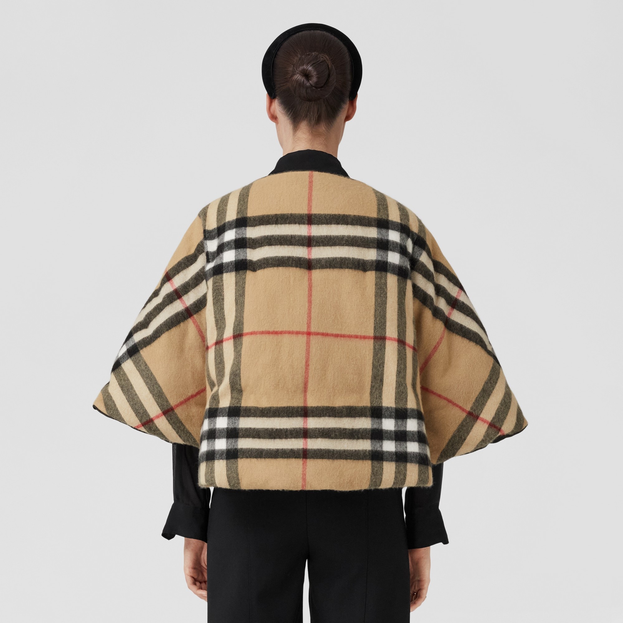 Check Cashmere Wool Cape - 4