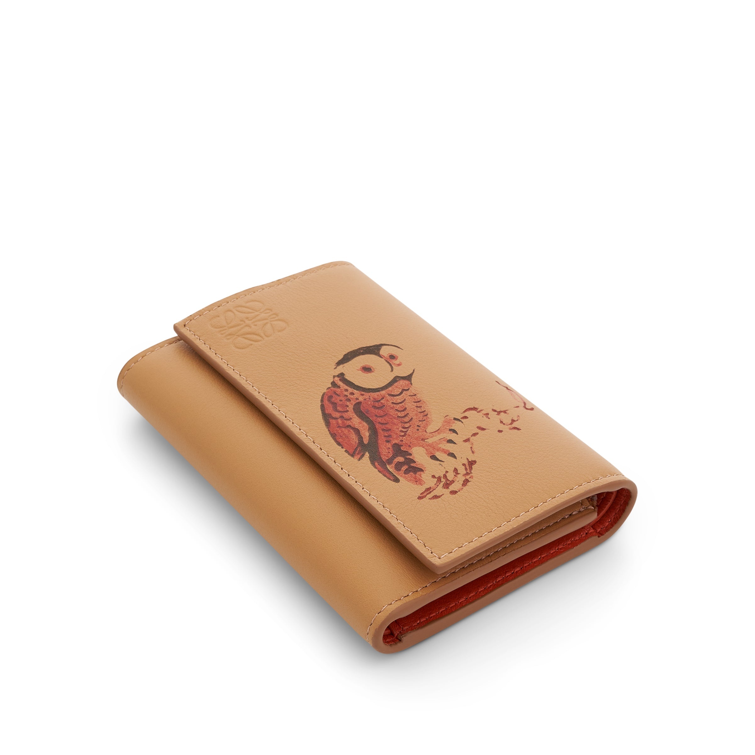 Owl Small Vertical Wallet in Classic Calfskin in Dune - 4