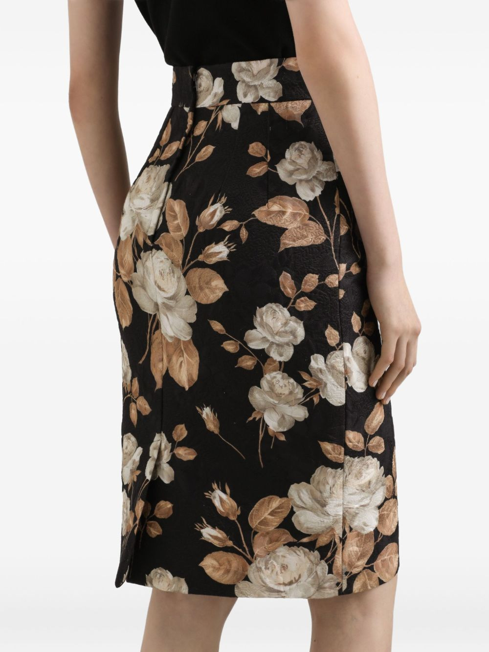 rose-print midi pencil skirt - 5