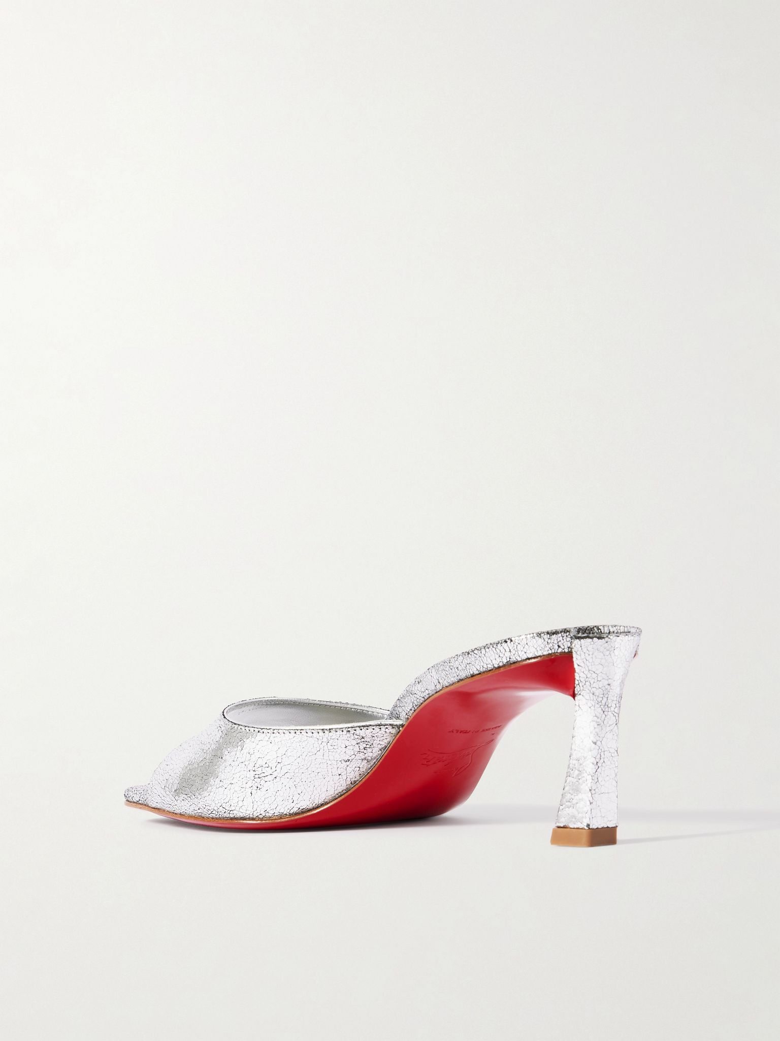 Condora 55 metallic cracked-leather mules Silver - 3