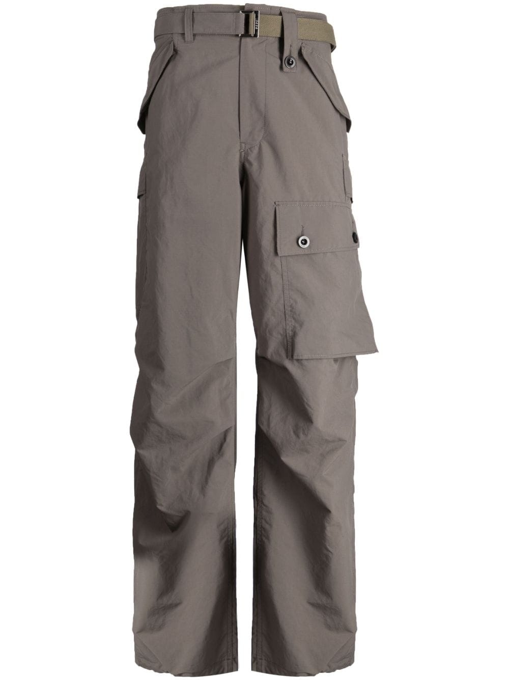 straight-leg taffeta cargo trousers - 1