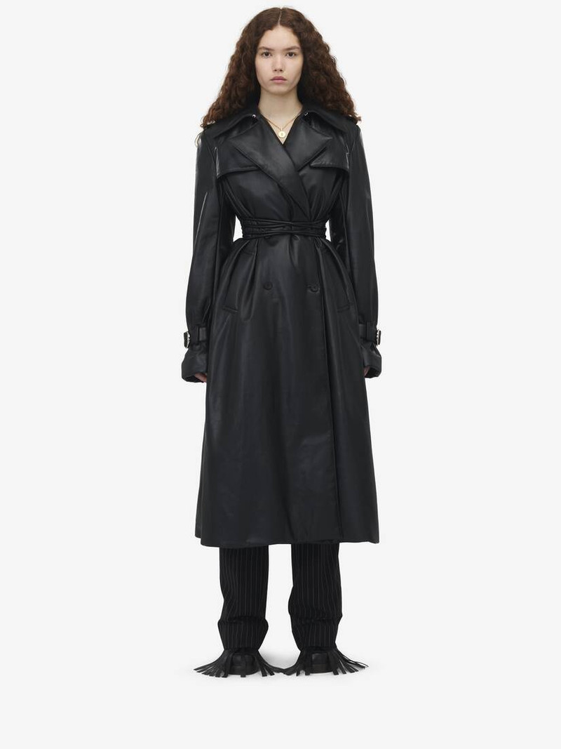 Alexander McQueen Leather Double-breasted Trench Coat outlook