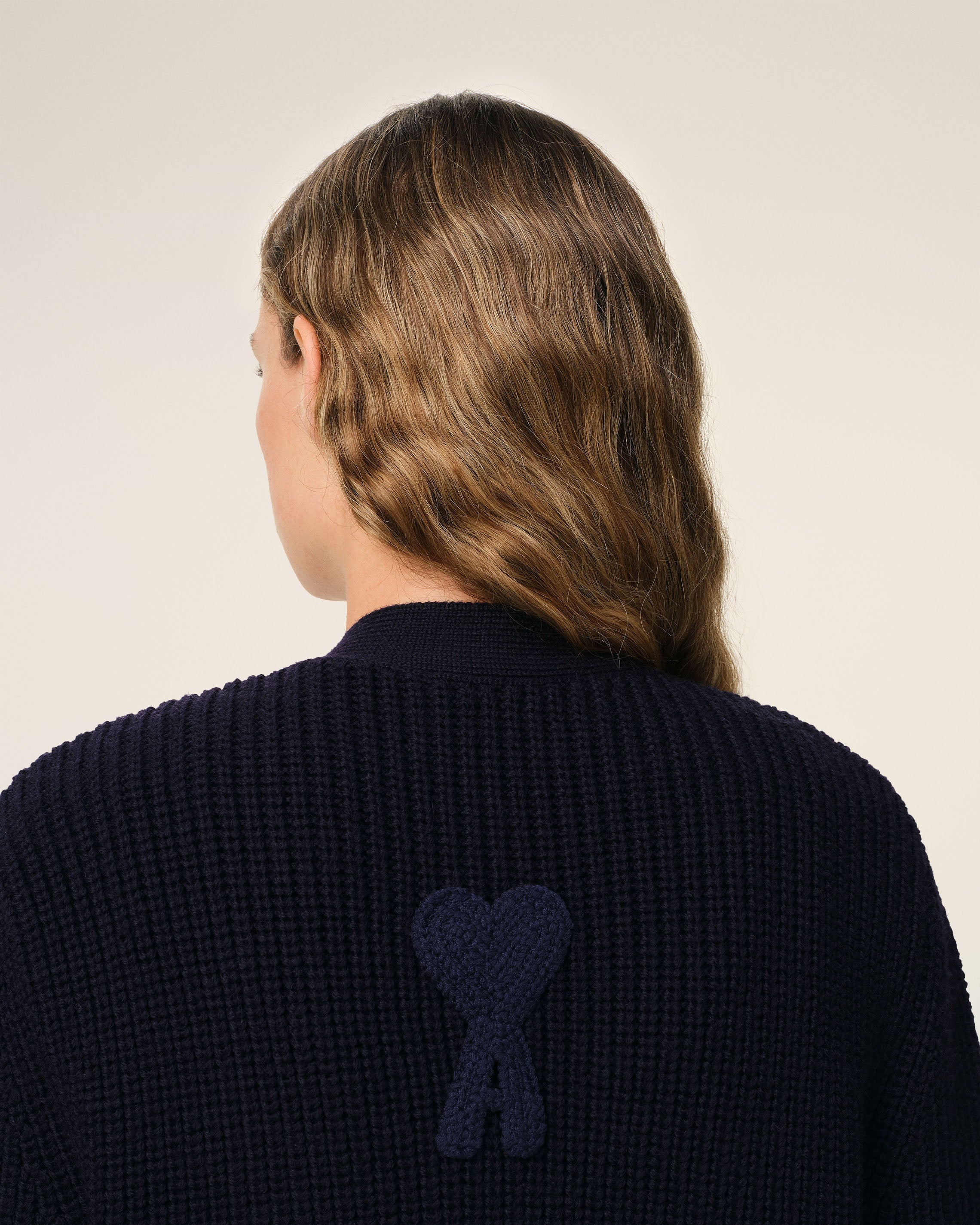 NAVY WOOL RIBBED SWEATER - 4