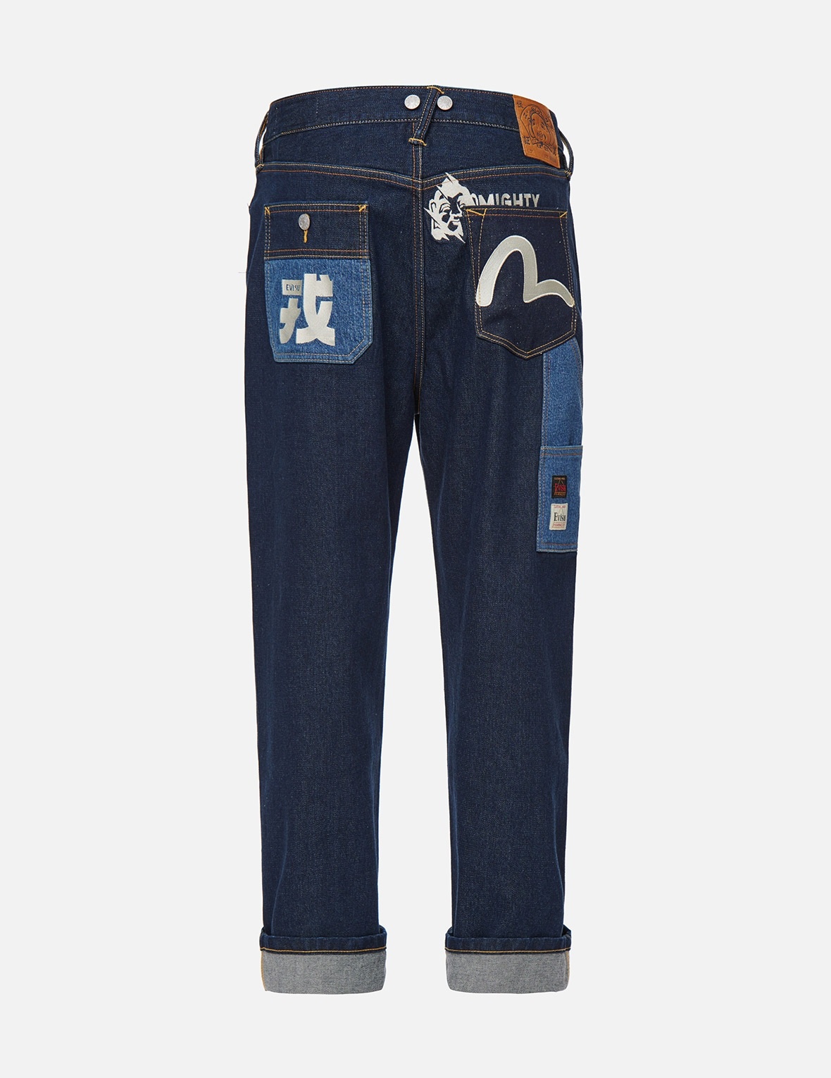 SEAGULL AND KANJI EMBROIDERED REGULAR STRAIGHT FIT WORKER JEANS #2008 - 2