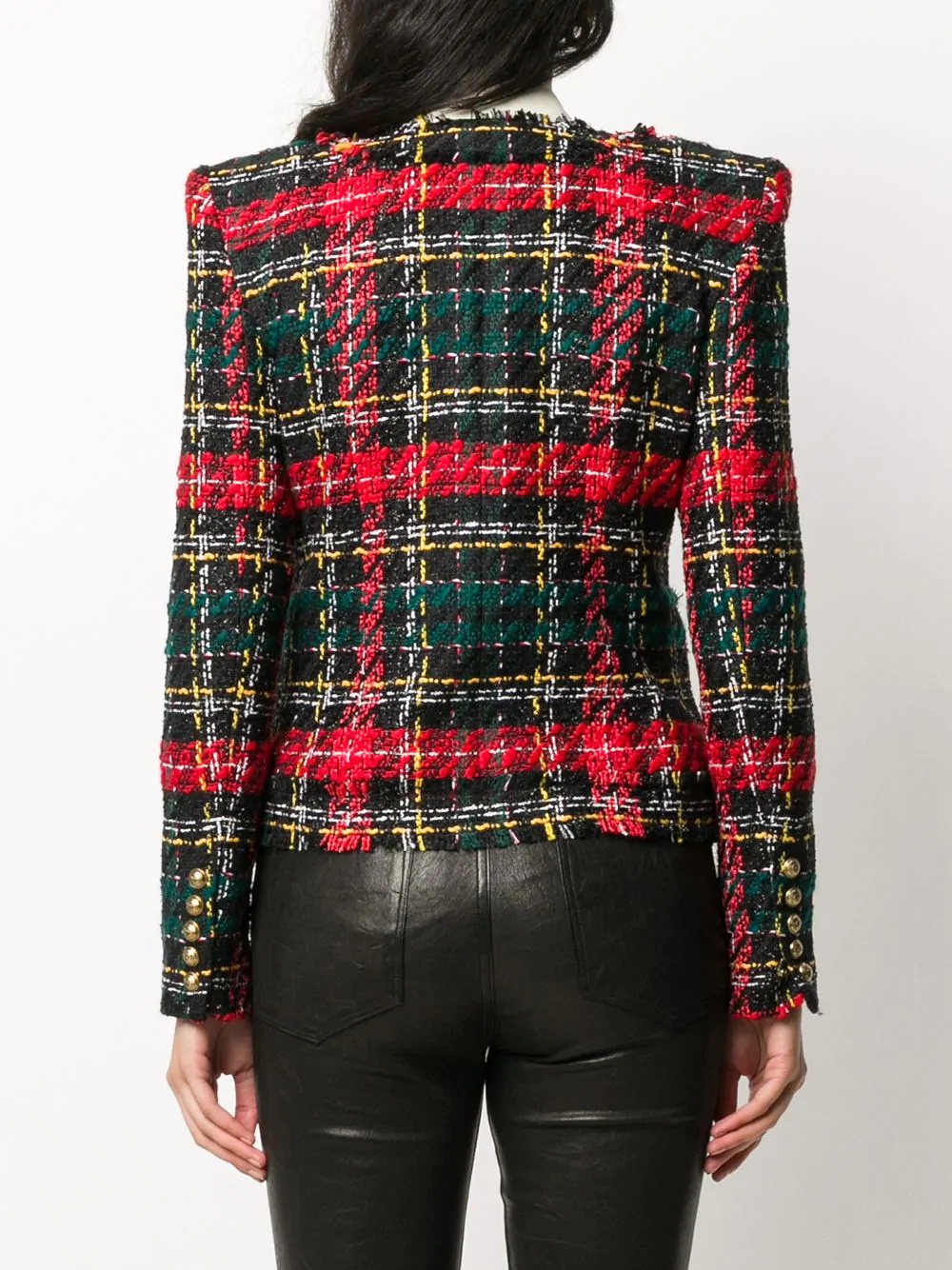 tartan bouclé tweed blazer - 4