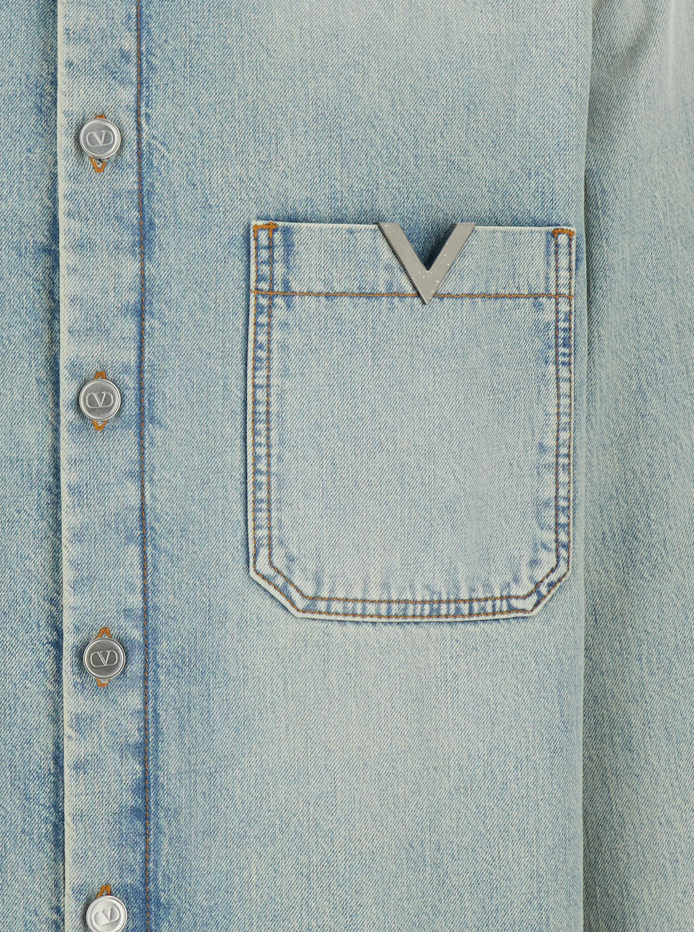 Valentino Men Light-Blue Denim Shirt With Logo In Cotton Man - 3
