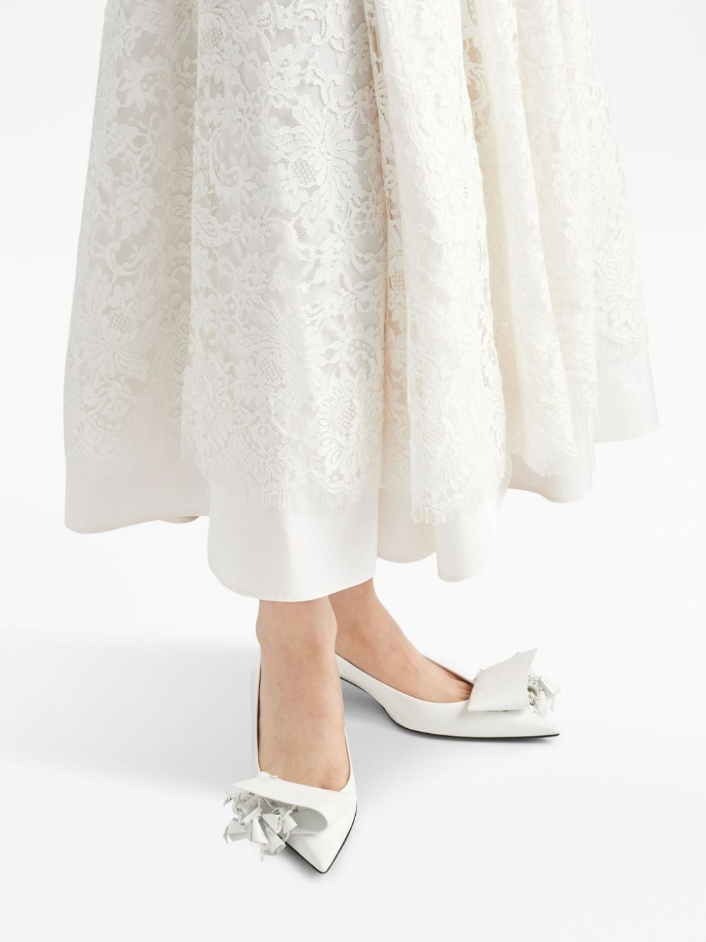 floral-lace cotton midi skirt - 6