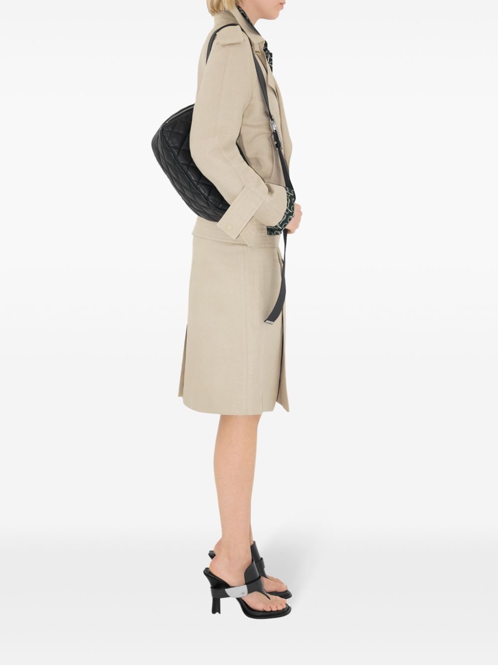off-centre canvas trench jacket - 3