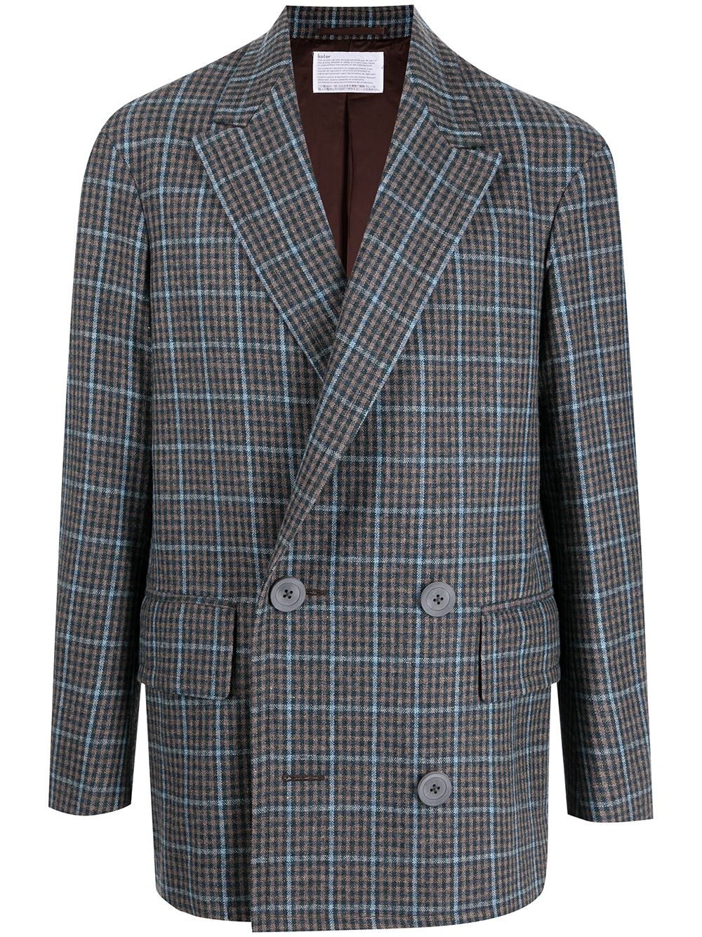 plaid-check pattern blazer - 1