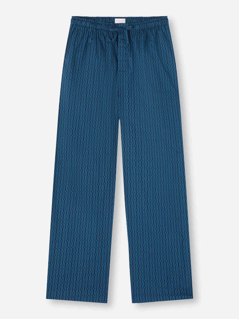 Men's Lounge Pants Cotton Batiste Navy Rope Print - 1