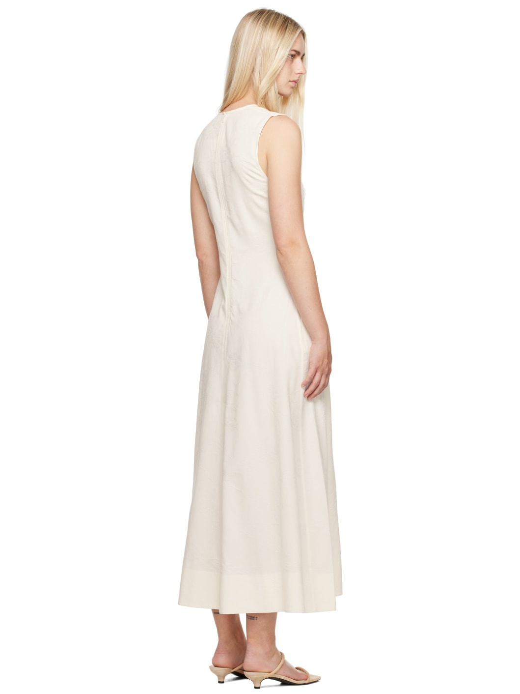 Off-White V-Neck Maxi Dress - 3