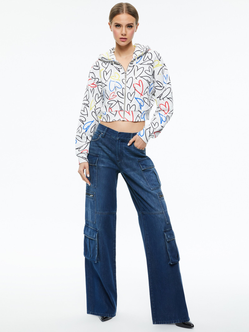 Alice + Olivia A+O X LELE PONS HEARTS BARRON CROPPED HOODIE outlook