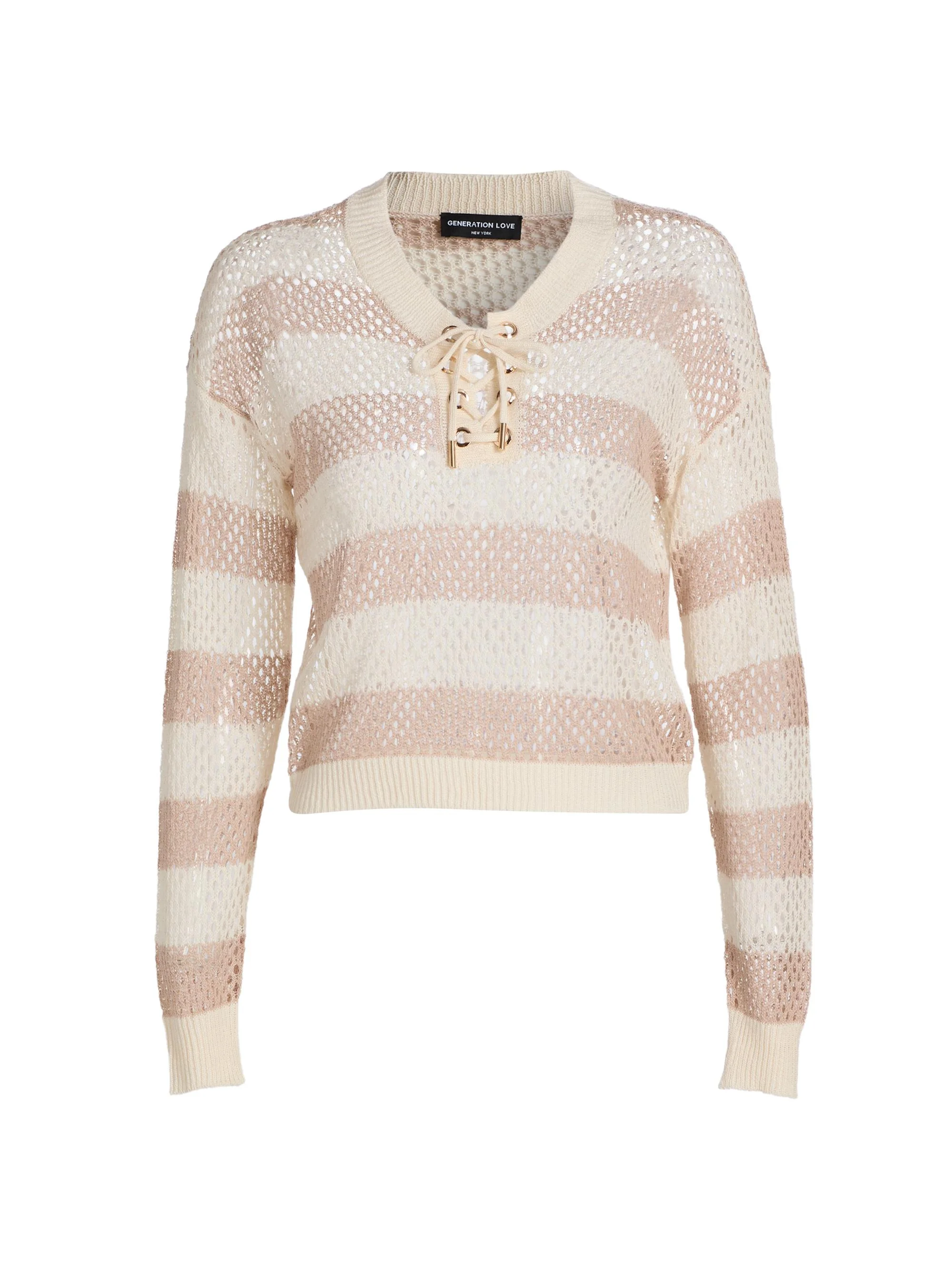 Women's Samantha Striped Sweater - Cream Champagne - 1