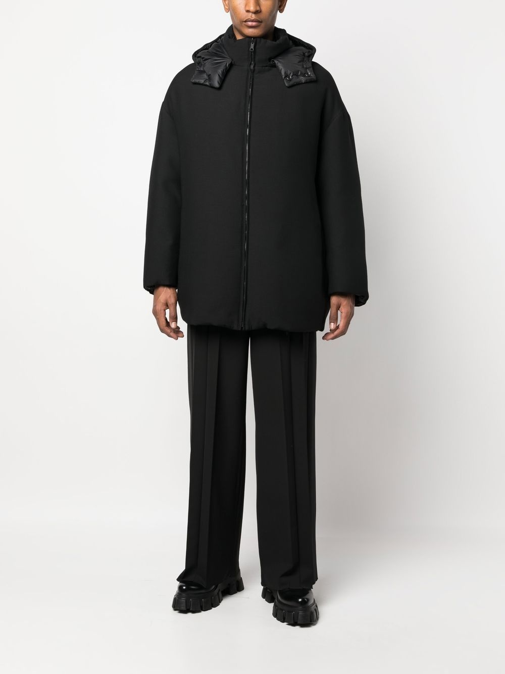 zip-up hooded coat - 2