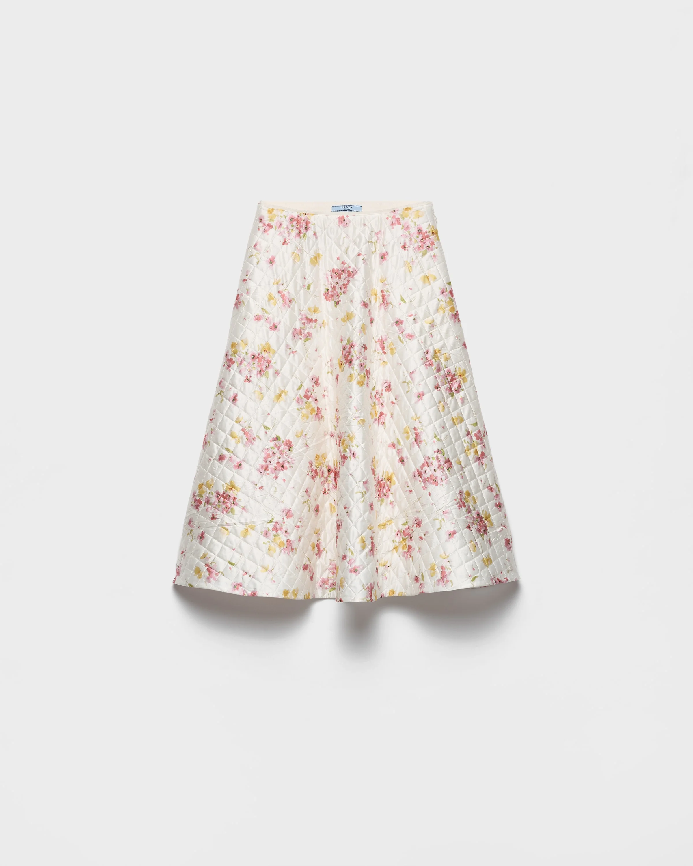 Floral print quilted satin circle skirt - 1