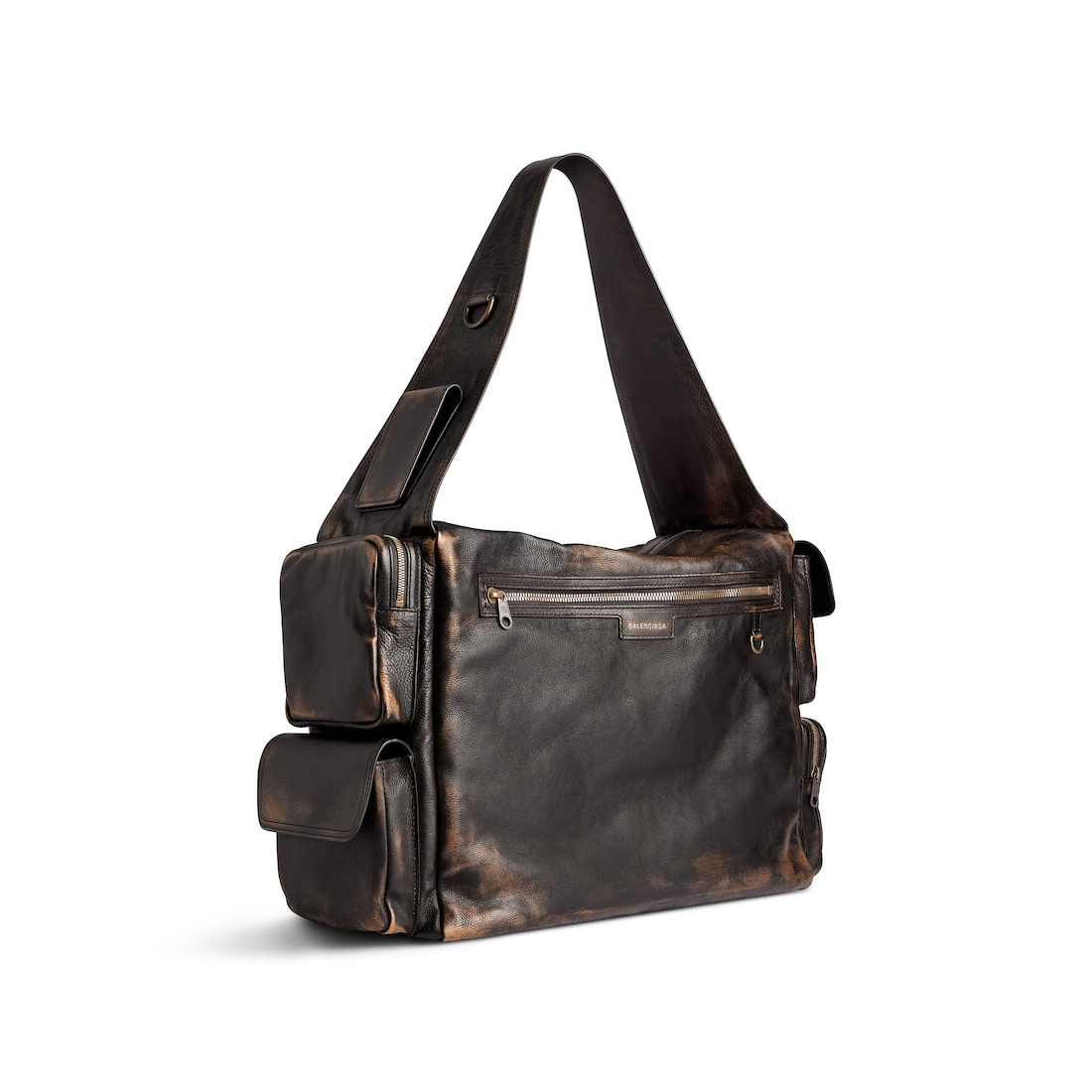 Men's Superbusy Large Sling Bag Used Effect  in Brown - 3