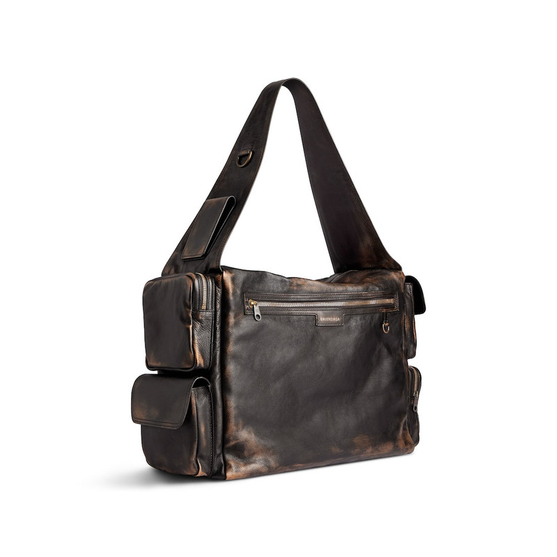 Men's Superbusy Large Sling Bag Used Effect in Brown 3