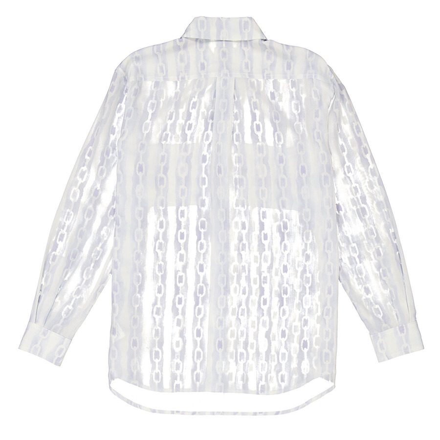 Burberry Ivanna Chain Print Silk Button-Down Collar Oversized Shirt - 7