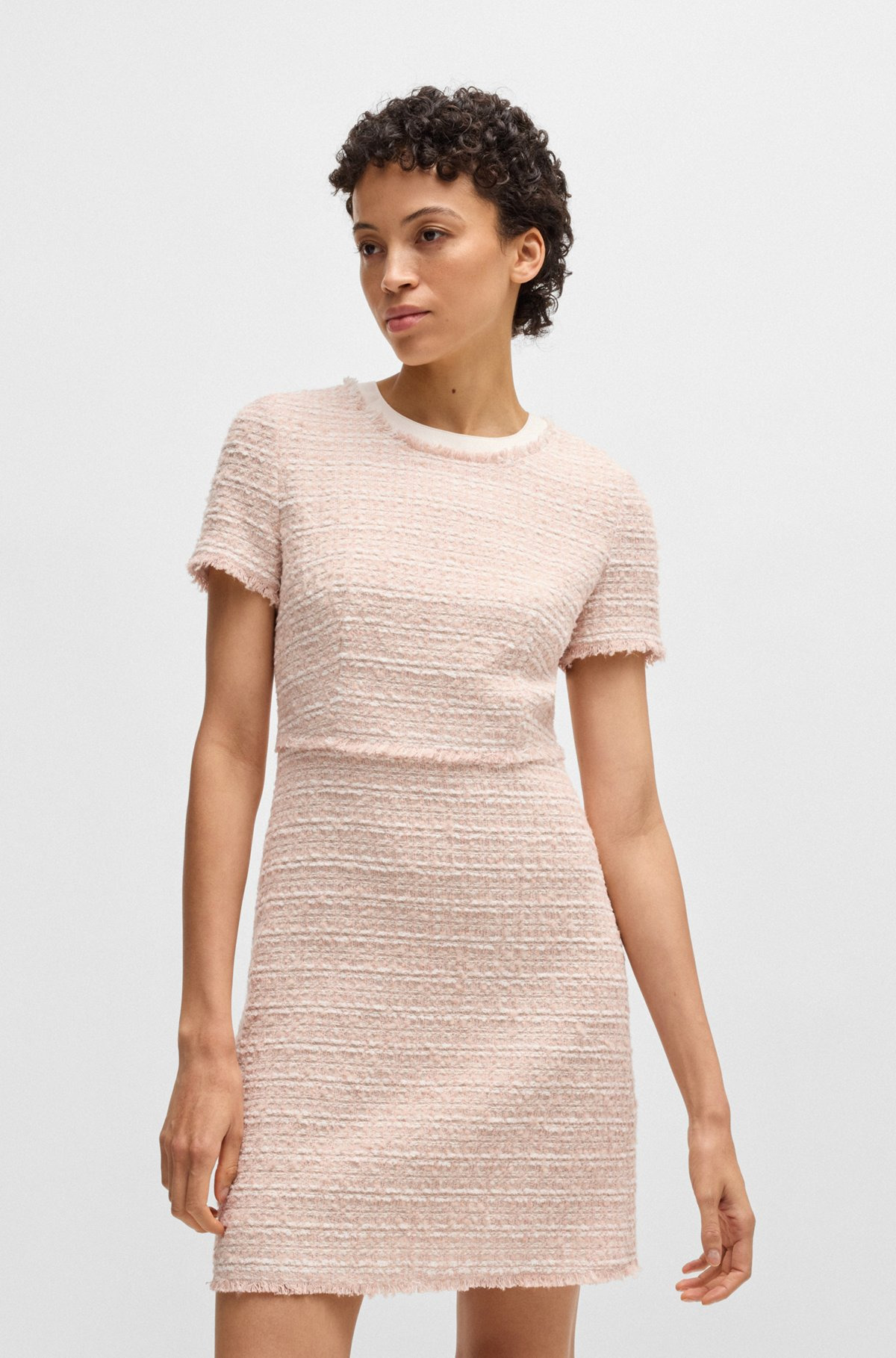 TWEED DRESS WITH STRETCH-COTTON TRIMS - 6