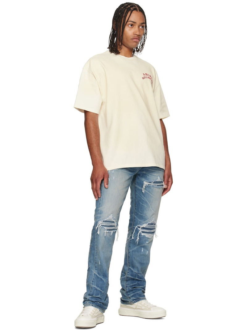 AMIRI Beige & White Skel Court Hi Sneakers outlook