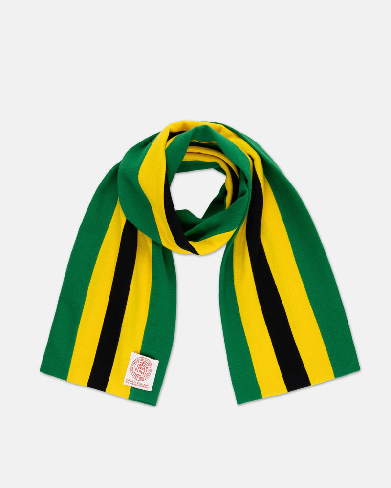 J. PRESS MADE-IN-ENGLAND GREEN, YELLOW & BLACK WOOL SCHOOLBOY MUFFLER outlook