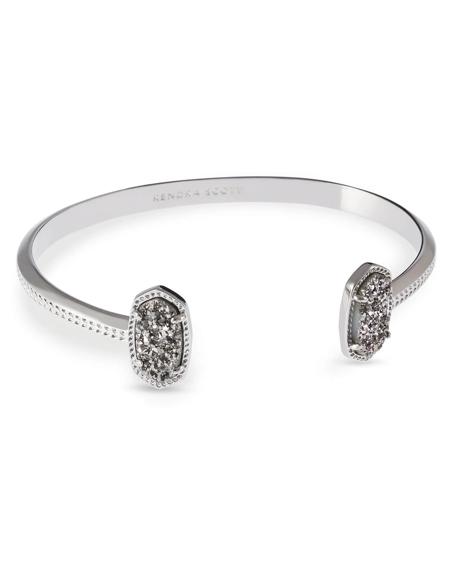 Elton Silver Cuff Bracelet in Platinum Drusy - 1