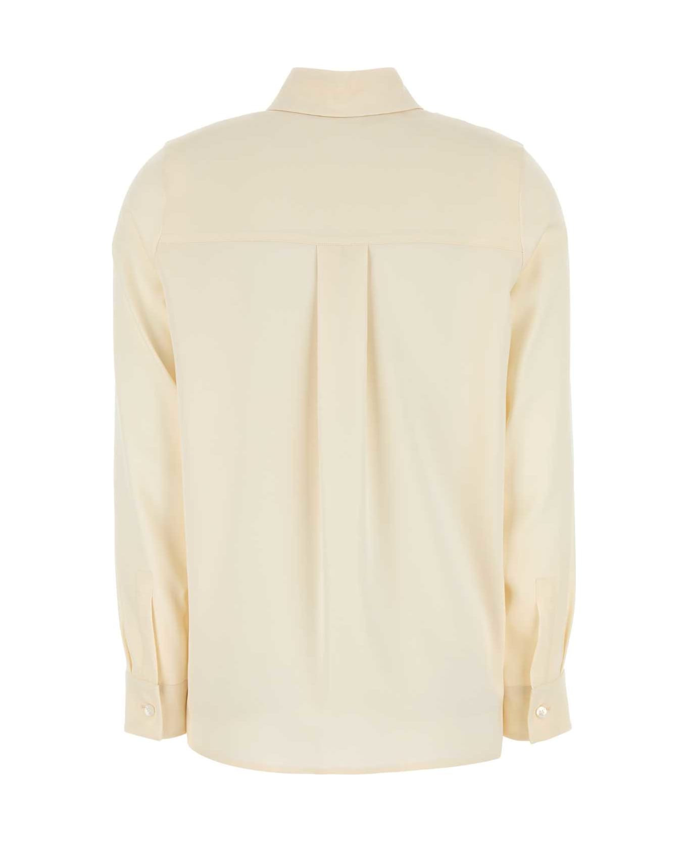 Cream Stretch Silk Avion Shirt - 2