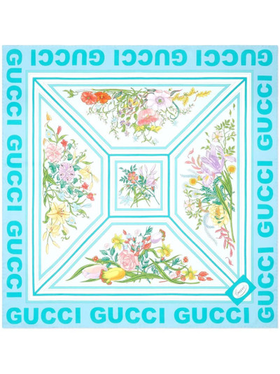 GUCCI floral-print silk scarf outlook