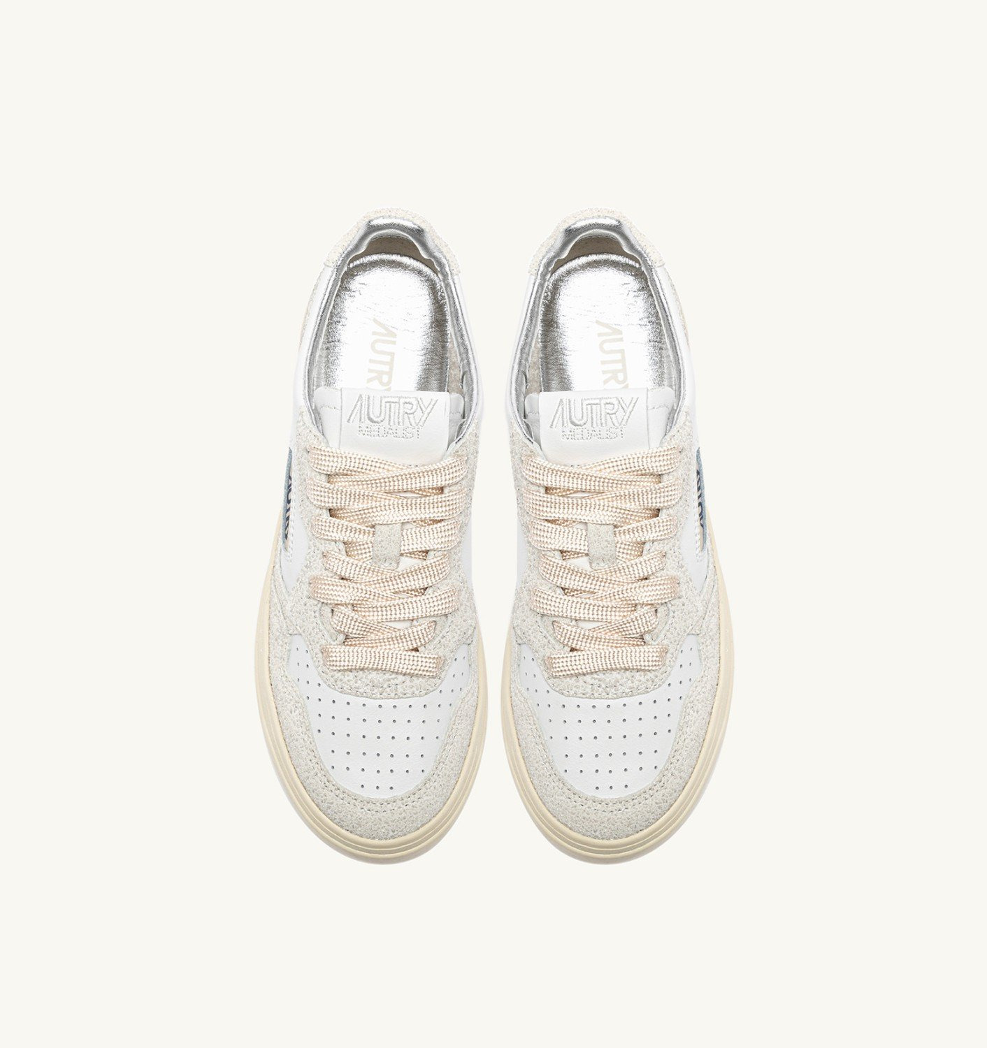 MEDALIST LOW SNEAKERS IN WHITE AND GLITTER LEATHER - 5