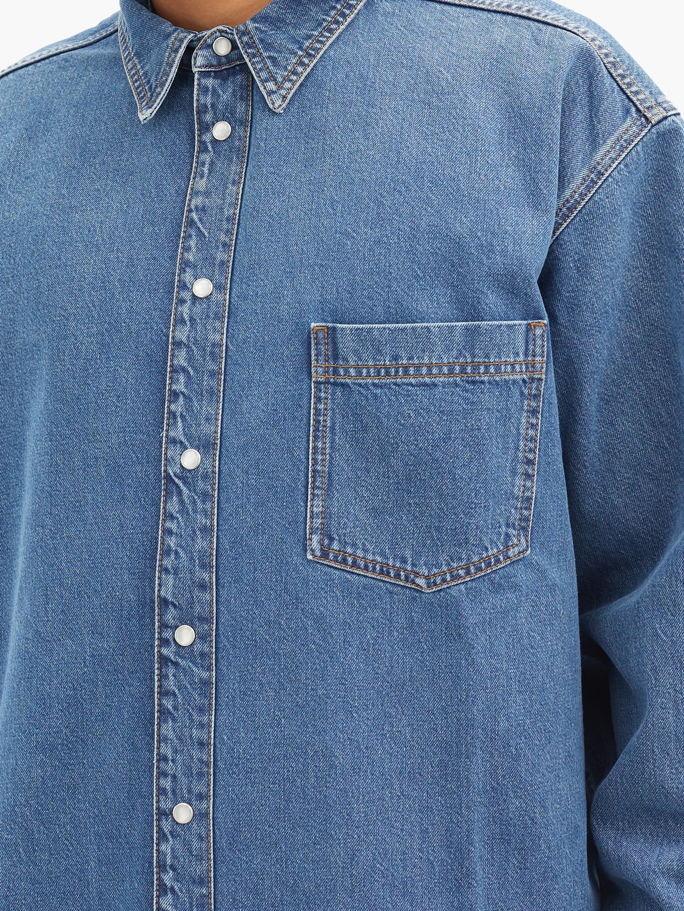 Back logo-print cotton-denim shirt - 4