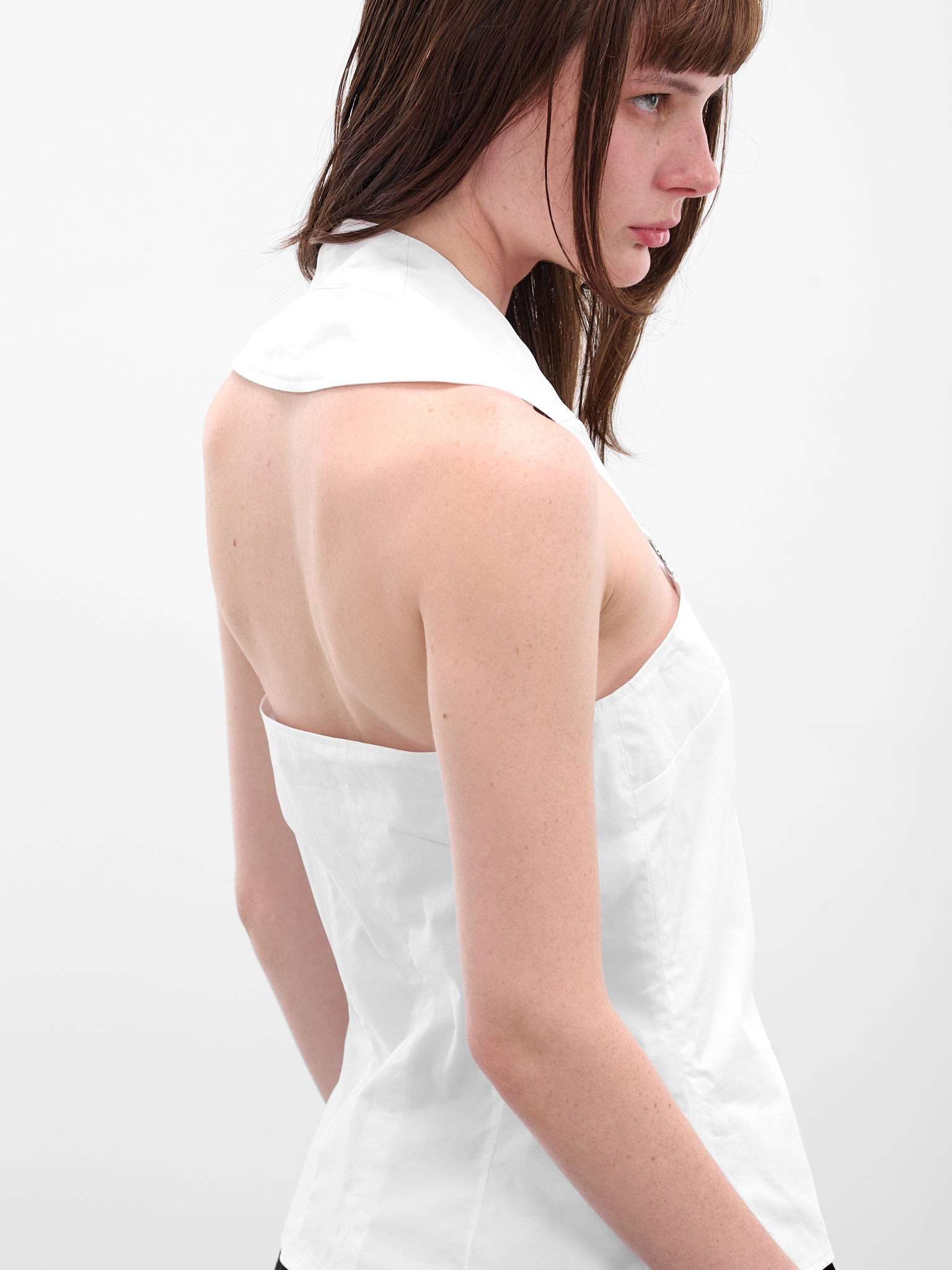 White Collared Halter Bustier - 5