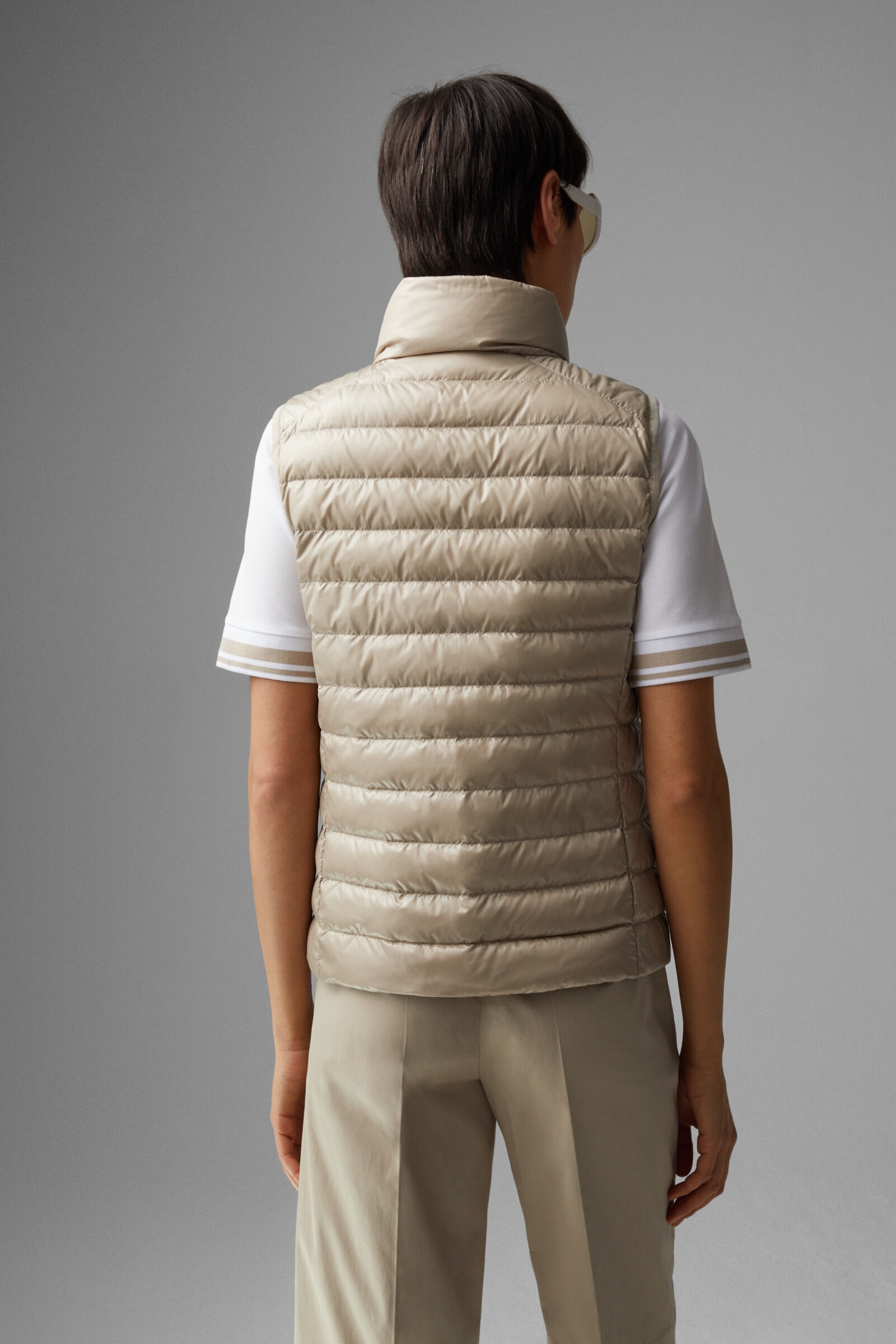 Florisa lightweight down vest in Beige - 3
