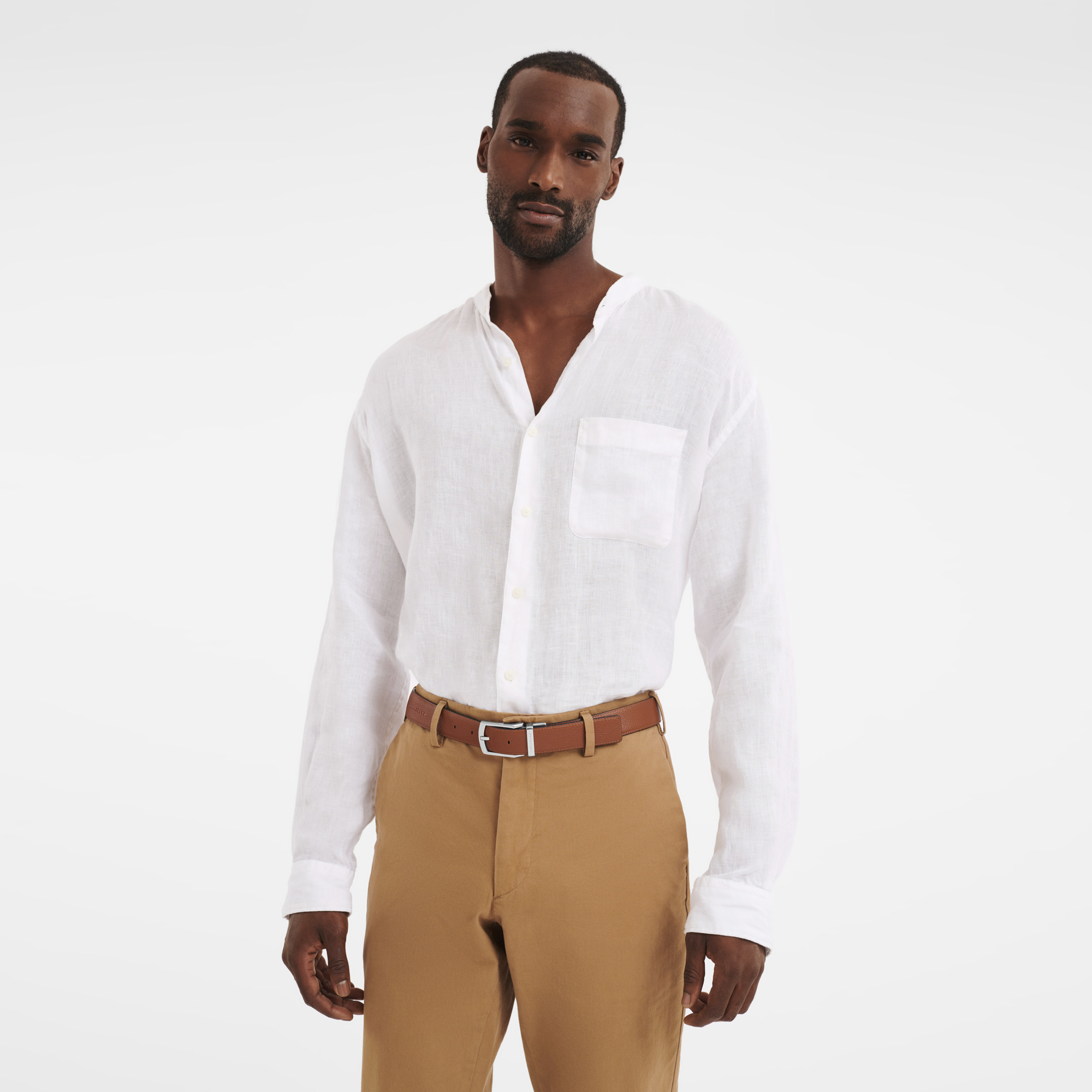 Le Foulonné Men's belt Navy/Caramel - Leather - 4