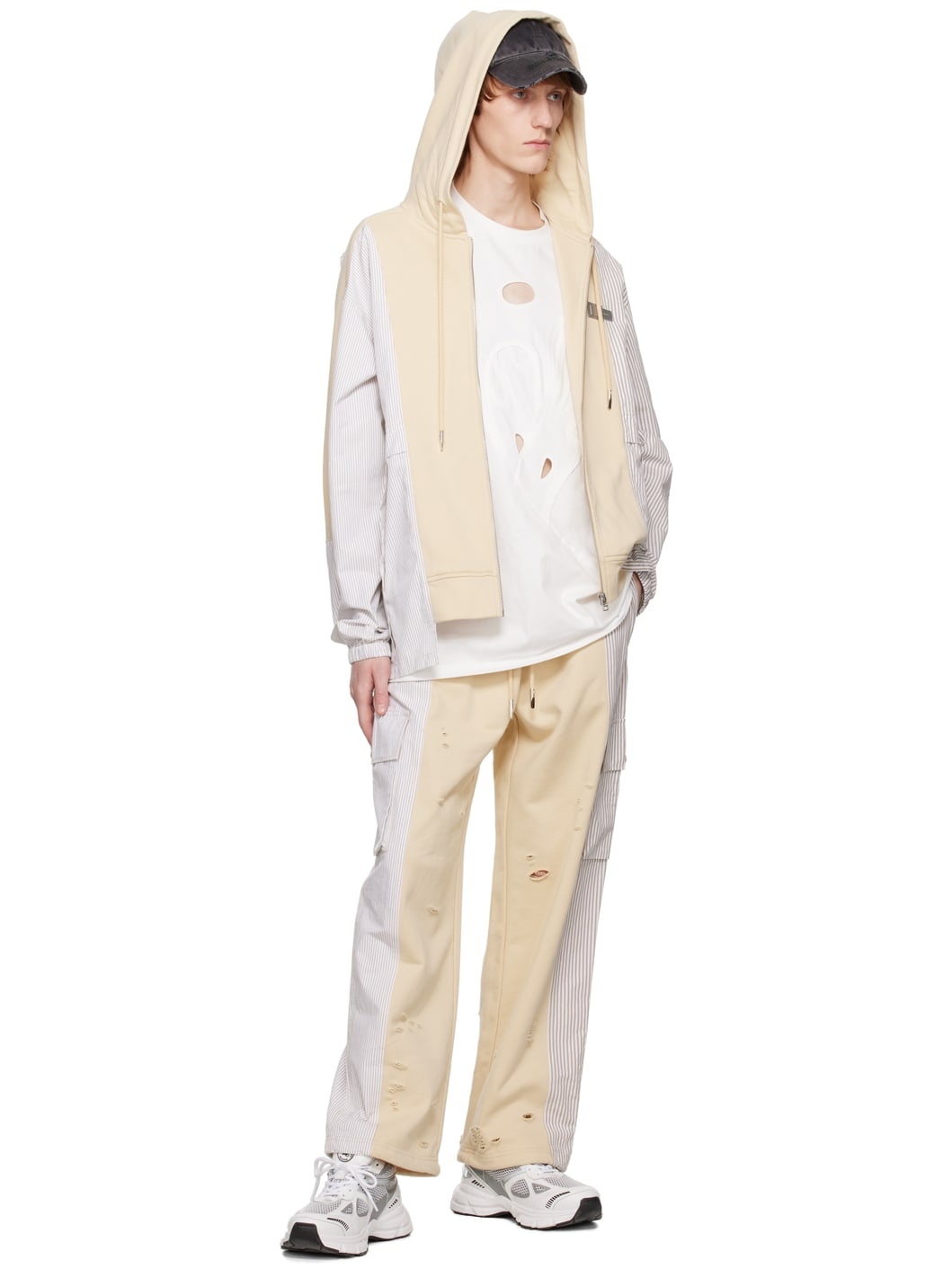 Beige Paneled Sweatpants - 4