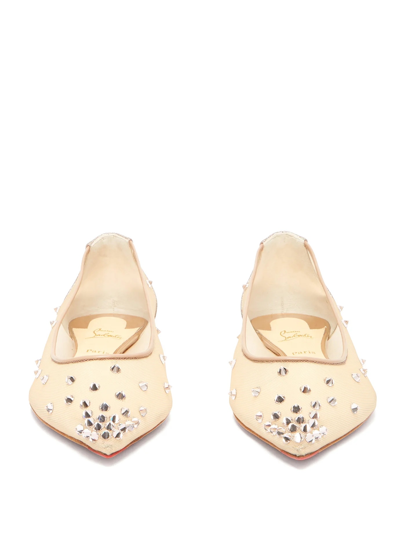 Degra crystal spike-embellished mesh ballet flats - 5