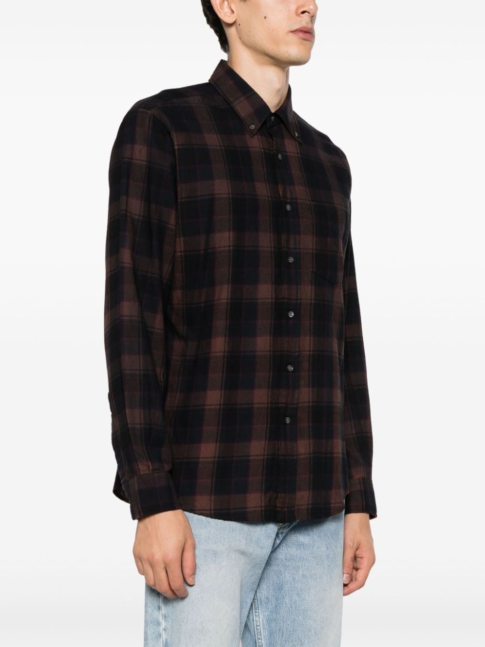 plaid-checked cotton shirt - 3