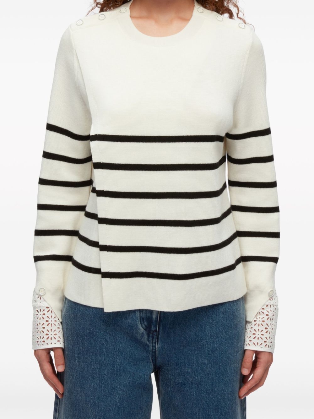 stripe-pattern wool jumper - 6
