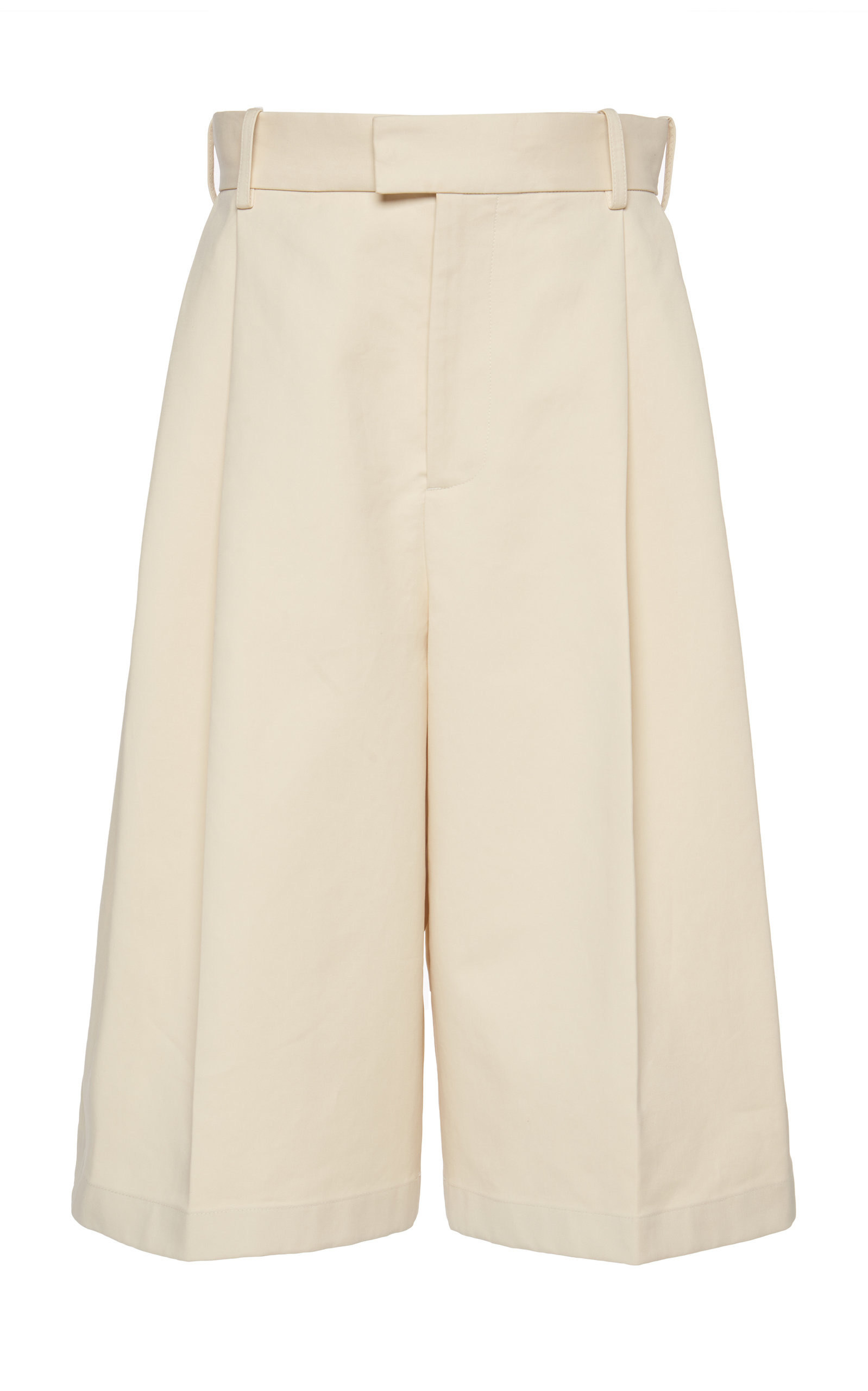 Pleated Cotton Shorts white - 1