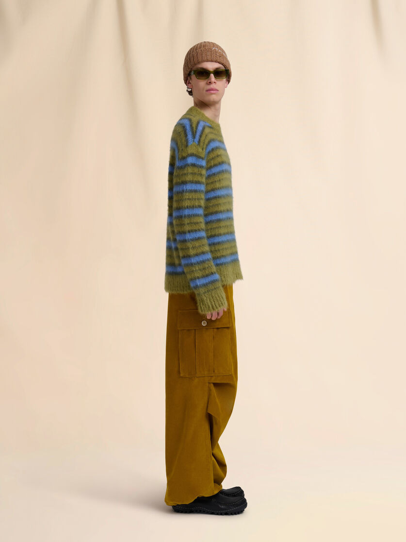 GREEN STRIPED MOHAIR SWEATER - 5