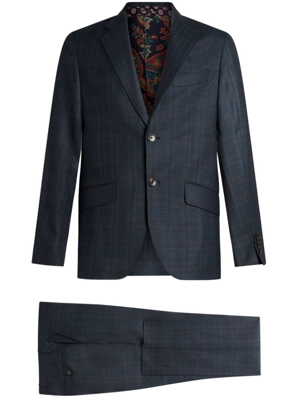 checked wool two-piece suit - 1