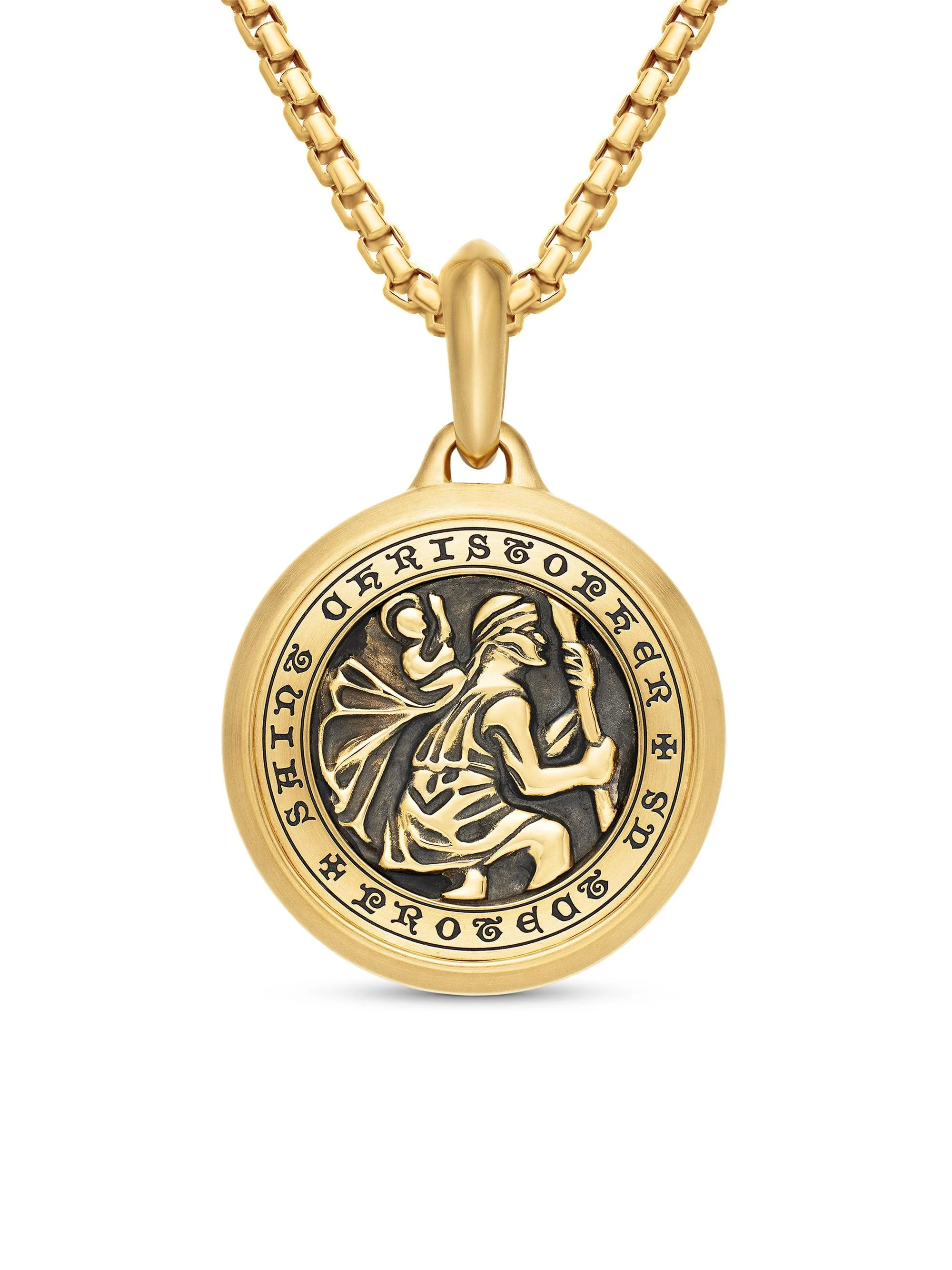 Men's St. Christopher Amulet in 18K Yellow Gold, 34.5mm - Gold - 1
